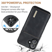 For iPhone 16 Plus DG.MING M1 Series 3-Fold Multi Card Wallet Leather Phone Case(Black)