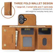 For iPhone 16 Plus DG.MING M1 Series 3-Fold Multi Card Wallet Leather Phone Case(Brown)