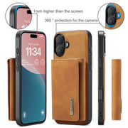 For iPhone 16 Plus DG.MING M1 Series 3-Fold Multi Card Wallet Leather Phone Case(Brown)