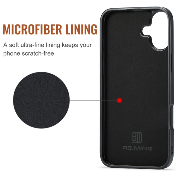 For iPhone 16 Plus DG.MING M1 Series 3-Fold Multi Card Wallet Leather Phone Case(Coffee)