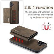 For iPhone 16 Plus DG.MING M1 Series 3-Fold Multi Card Wallet Leather Phone Case(Coffee)