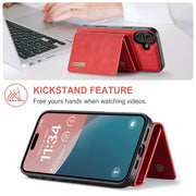 For iPhone 16 Plus DG.MING M1 Series 3-Fold Multi Card Wallet Leather Phone Case(Red)