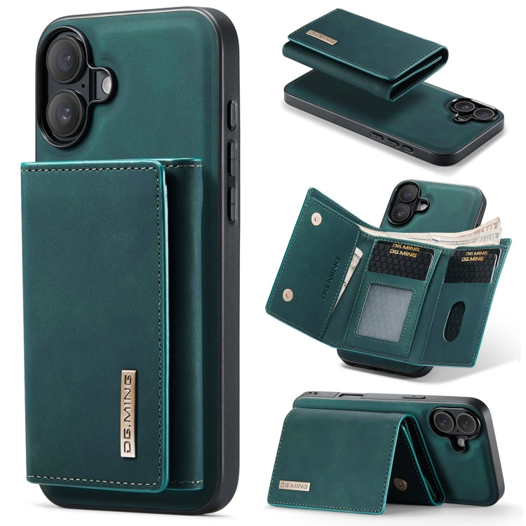 For iPhone 16 Plus DG.MING M1 Series 3-Fold Multi Card Wallet Leather Phone Case(Green)
