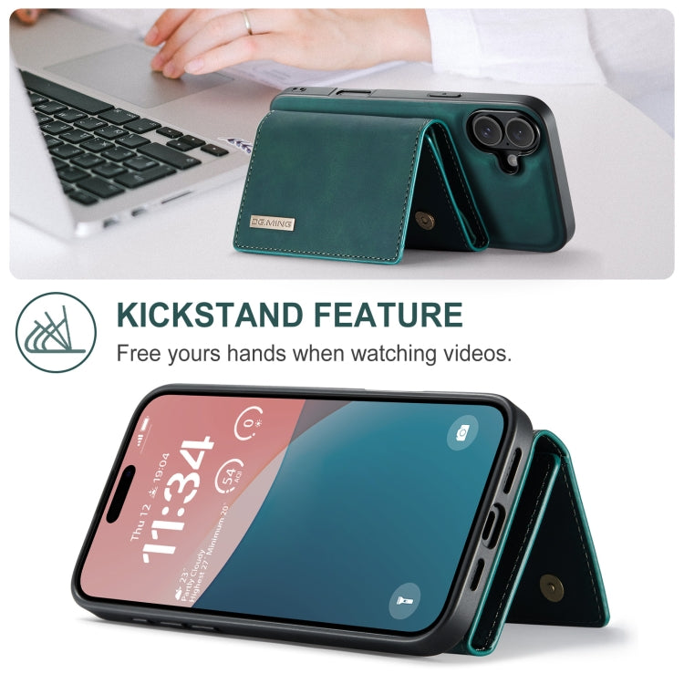 For iPhone 16 Plus DG.MING M1 Series 3-Fold Multi Card Wallet Leather Phone Case(Green)