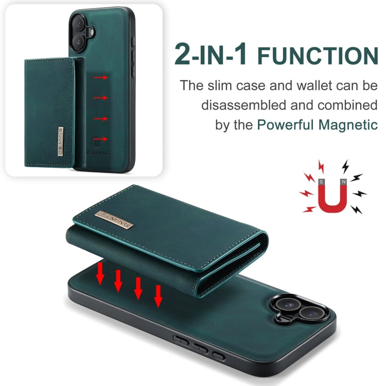 For iPhone 16 Plus DG.MING M1 Series 3-Fold Multi Card Wallet Leather Phone Case(Green)