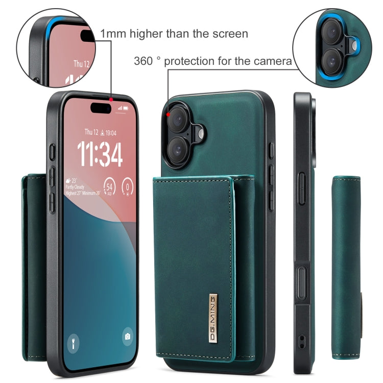 For iPhone 16 Plus DG.MING M1 Series 3-Fold Multi Card Wallet Leather Phone Case(Green)