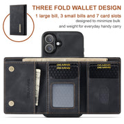 For iPhone 16 DG.MING M1 Series 3-Fold Multi Card Wallet Leather Phone Case(Black)