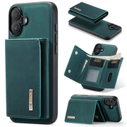 For iPhone 16 DG.MING M1 Series 3-Fold Multi Card Wallet Leather Phone Case(Green)