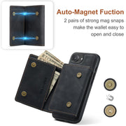 For iPhone 16e DG.MING M1 Series 3-Fold Multi Card Wallet Leather Phone Case(Black)