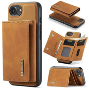 For iPhone 16e DG.MING M1 Series 3-Fold Multi Card Wallet Leather Phone Case(Brown)