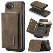 For iPhone 16e DG.MING M1 Series 3-Fold Multi Card Wallet Leather Phone Case(Coffee)