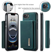 For iPhone 16e DG.MING M1 Series 3-Fold Multi Card Wallet Leather Phone Case(Green)