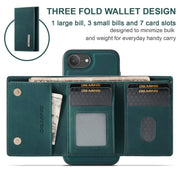 For iPhone 16e DG.MING M1 Series 3-Fold Multi Card Wallet Leather Phone Case(Green)