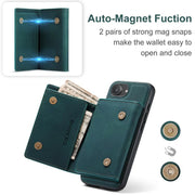 For iPhone 16e DG.MING M1 Series 3-Fold Multi Card Wallet Leather Phone Case(Green)