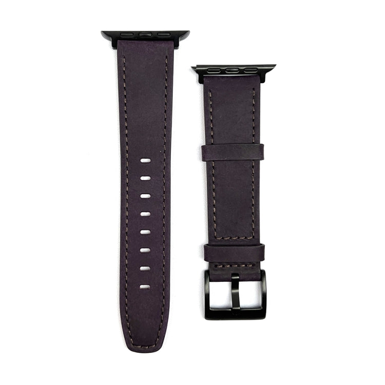 For Apple Watch Ultra 49mm Retro Texture Leather Watch Band(Purple)