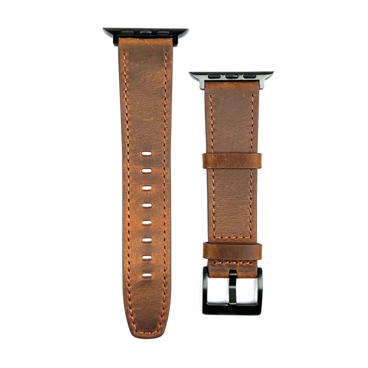 For Apple Watch Ultra 49mm Retro Texture Leather Watch Band(Brown)