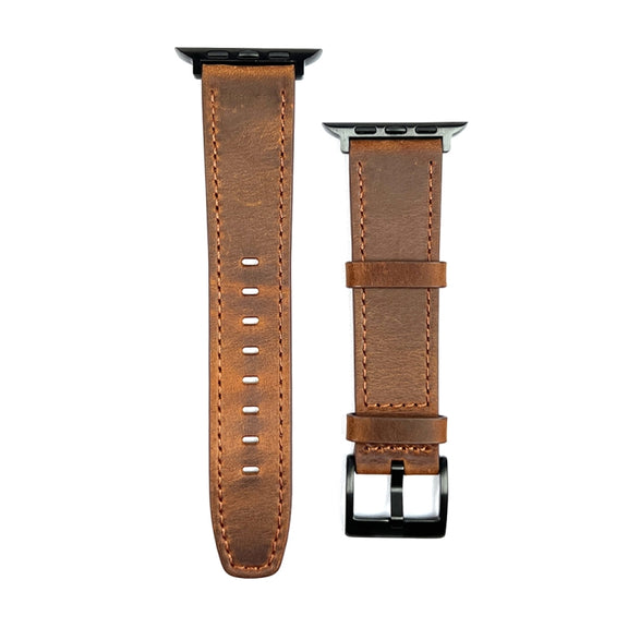 For Apple Watch Ultra 49mm Retro Texture Leather Watch Band(Brown)