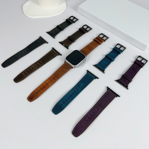 For Apple Watch Ultra 49mm Retro Texture Leather Watch Band(Brown)