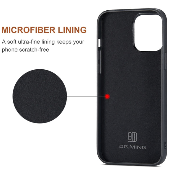 For iPhone 15 Pro DG.MING M2 Series 3-Fold Card Bag Wallet Leather Phone Case(Coffee)