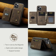 For iPhone 15 Pro DG.MING M2 Series 3-Fold Card Bag Wallet Leather Phone Case(Coffee)