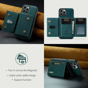 For iPhone 15 Pro DG.MING M2 Series 3-Fold Card Bag Wallet Leather Phone Case(Green)
