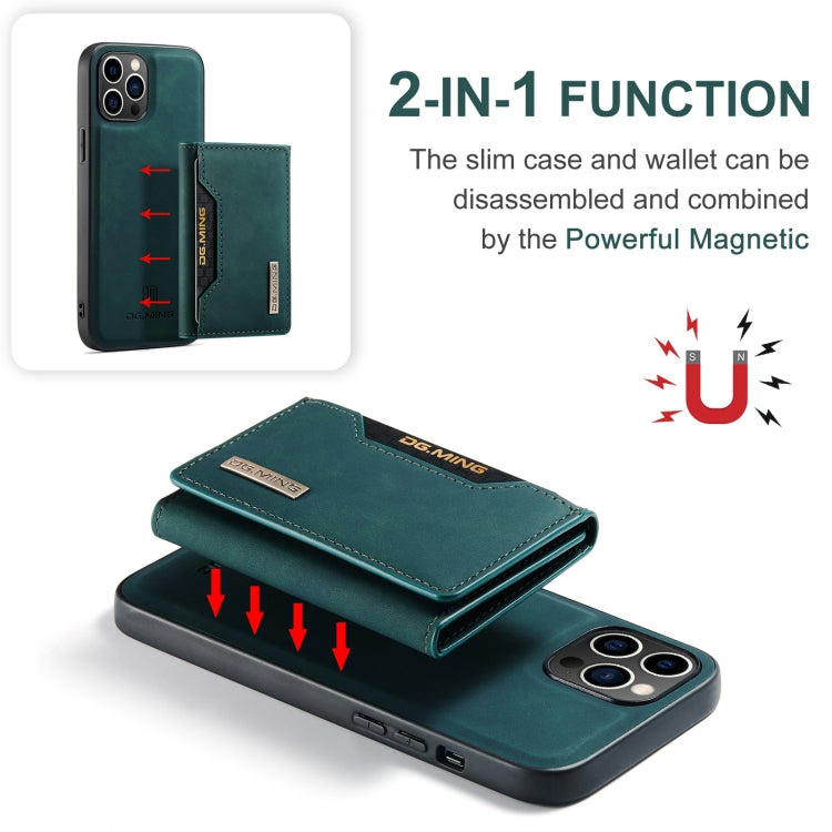 For iPhone 15 Pro DG.MING M2 Series 3-Fold Card Bag Wallet Leather Phone Case(Green)