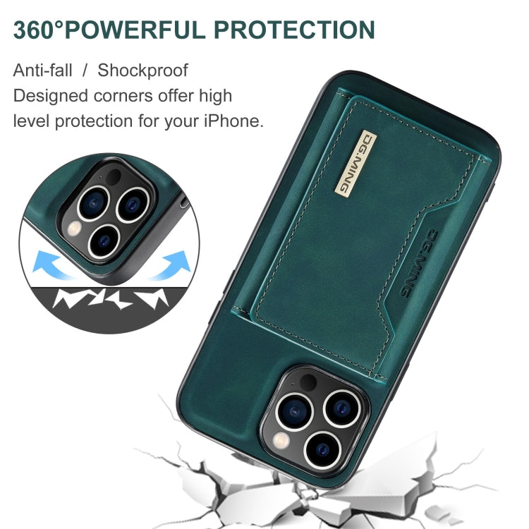 For iPhone 15 Pro DG.MING M2 Series 3-Fold Card Bag Wallet Leather Phone Case(Green)