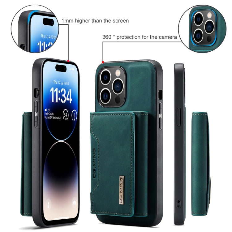 For iPhone 15 Pro DG.MING M2 Series 3-Fold Card Bag Wallet Leather Phone Case(Green)