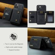 For iPhone 15 Plus DG.MING M2 Series 3-Fold Card Bag Wallet Leather Phone Case(Black)