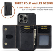 For iPhone 16 Pro Max DG.MING M2 Series 3-Fold Card Bag Wallet Leather Phone Case(Black)