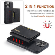For iPhone 16 Pro Max DG.MING M2 Series 3-Fold Card Bag Wallet Leather Phone Case(Black)