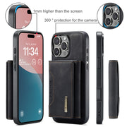 For iPhone 16 Pro Max DG.MING M2 Series 3-Fold Card Bag Wallet Leather Phone Case(Black)