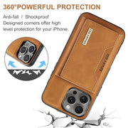 For iPhone 16 Pro Max DG.MING M2 Series 3-Fold Card Bag Wallet Leather Phone Case(Brown)
