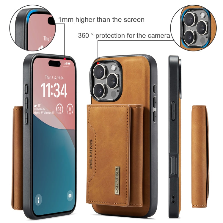 For iPhone 16 Pro Max DG.MING M2 Series 3-Fold Card Bag Wallet Leather Phone Case(Brown)