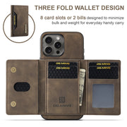 For iPhone 16 Pro Max DG.MING M2 Series 3-Fold Card Bag Wallet Leather Phone Case(Coffee)