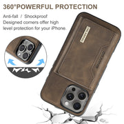 For iPhone 16 Pro Max DG.MING M2 Series 3-Fold Card Bag Wallet Leather Phone Case(Coffee)
