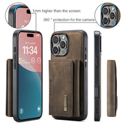 For iPhone 16 Pro Max DG.MING M2 Series 3-Fold Card Bag Wallet Leather Phone Case(Coffee)