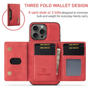 For iPhone 16 Pro Max DG.MING M2 Series 3-Fold Card Bag Wallet Leather Phone Case(Red)