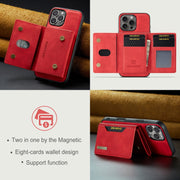 For iPhone 16 Pro Max DG.MING M2 Series 3-Fold Card Bag Wallet Leather Phone Case(Red)
