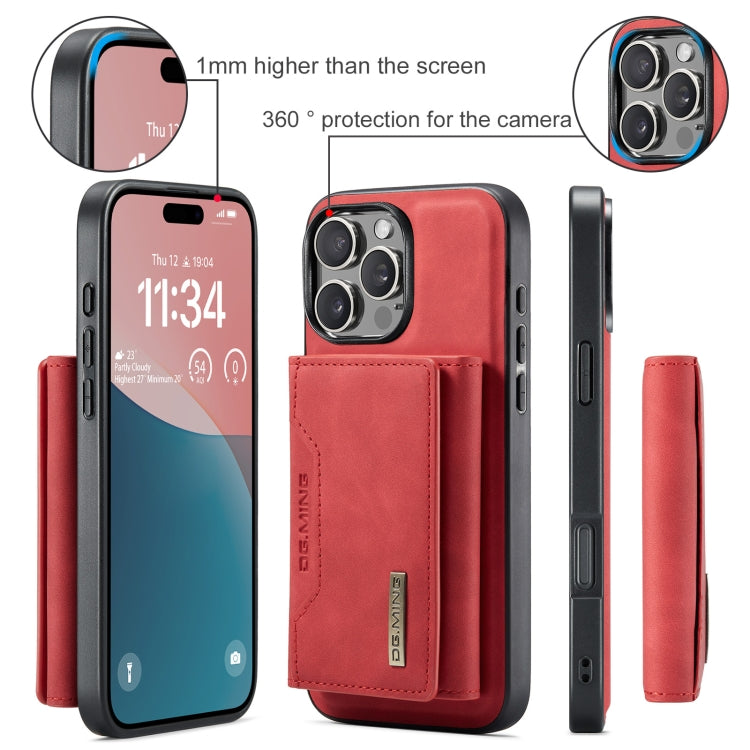 For iPhone 16 Pro Max DG.MING M2 Series 3-Fold Card Bag Wallet Leather Phone Case(Red)