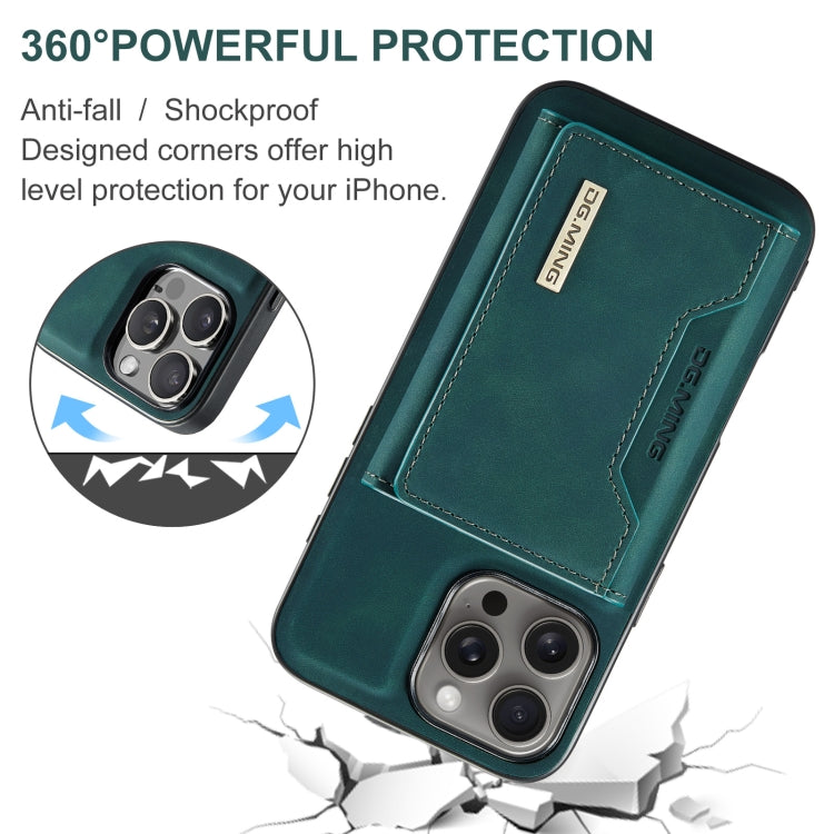 For iPhone 16 Pro Max DG.MING M2 Series 3-Fold Card Bag Wallet Leather Phone Case(Green)
