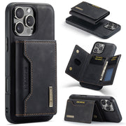 For iPhone 16 Pro DG.MING M2 Series 3-Fold Card Bag Wallet Leather Phone Case(Black)