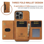 For iPhone 16 Pro DG.MING M2 Series 3-Fold Card Bag Wallet Leather Phone Case(Brown)