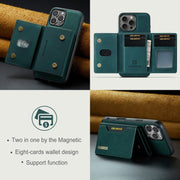 For iPhone 16 Pro DG.MING M2 Series 3-Fold Card Bag Wallet Leather Phone Case(Green)