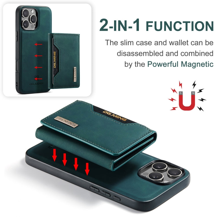 For iPhone 16 Pro DG.MING M2 Series 3-Fold Card Bag Wallet Leather Phone Case(Green)