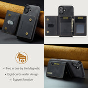 For iPhone 16 Plus DG.MING M2 Series 3-Fold Card Bag Wallet Leather Phone Case(Black)