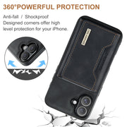For iPhone 16 Plus DG.MING M2 Series 3-Fold Card Bag Wallet Leather Phone Case(Black)