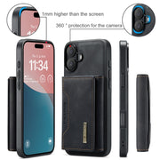 For iPhone 16 Plus DG.MING M2 Series 3-Fold Card Bag Wallet Leather Phone Case(Black)