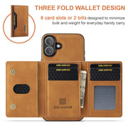 For iPhone 16 Plus DG.MING M2 Series 3-Fold Card Bag Wallet Leather Phone Case(Brown)