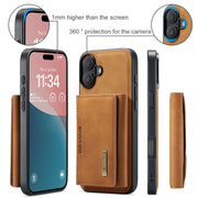 For iPhone 16 Plus DG.MING M2 Series 3-Fold Card Bag Wallet Leather Phone Case(Brown)